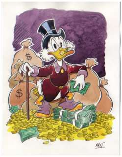 Xavi  (Xavier Vives Mateu) - Original drawing - Scrooge sits between sacs of money - (2018) | Catawiki