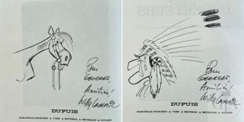 Lambil/Les tuniques bleues. Paire de dessins dedicaces… | Dagoty