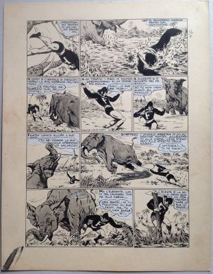 Chott, Marcel Navarro (Scénariste) | Chott Pierre Mouchot FANTAX 12 Planche 3 Les Six gardiennes de l’enfer (4/12) , Encre de Chine petit format Eo 1947 | 2DGalleries