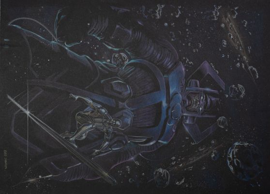 Galactus and Silver Surfer Original Art by Ed Santos | Raremarq (Buy It Now)