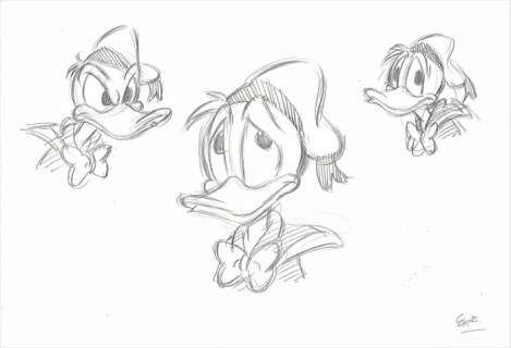 Vintage Donald Duck - Close Up - Original Model Sheet - Carrillo - Art de crayon - (1994) | Catawiki