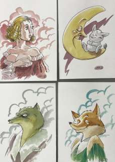 Masbou - Ensemble de 4 Illustrations couleurs - Personnages  Principaux de la série    (2018) | Catawiki