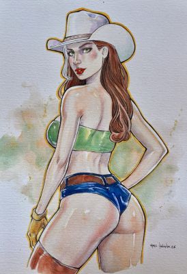 Marc Holanda | Rogue Cowgirl Pin-Up 9x12 | Raremarq (Buy It Now)