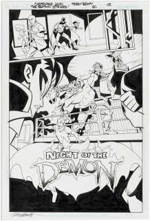 THE BATMAN STRIKES! #50 COMIC TITLE PAGE ORIGINAL ART BY CHRISTOPHER JONES.