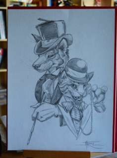 Marco Itri - 2x illustr. originali "il Gatto e la Volpe" & â€œDjungleâ€ - Page volante | Catawiki