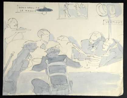 Renzo Ventura - "Sono abolite le mancie... Vermout" Illustrazione Originale (Master Of Drawing) | Catawiki