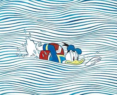 Donald Duck in the Ocean - Large Painting - 70x50cm - Tony Fernandez  - Art original | Catawiki