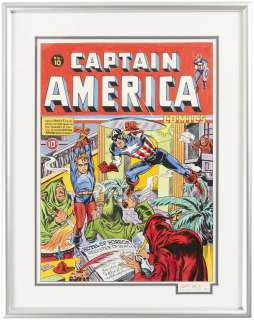 CAPTAIN AMERICA COMICS #10 FRAMED COVER RECREATION ORIGINAL ART BY JOE SIMON. | Hake’s