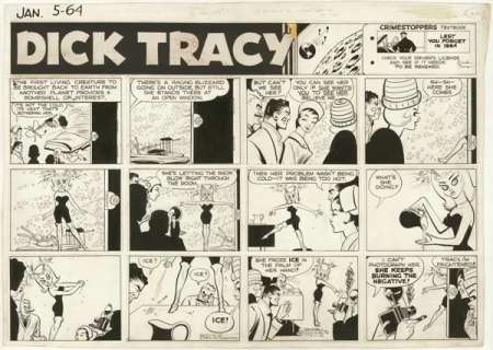 92: Gould Dick Tracy Sunday 1/5/64 original comic art | Russ Cochran