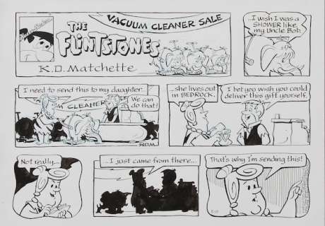 Matchette | The Flintstones, planche Ã  l’encre de Chine et au… | Banque Dessinée