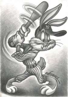Bugs Bunny - Baseball Player - Original drawing by Joan Vizcarra - Art de crayon | Catawiki