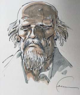 Hermann  - Illustration originale en couleurs directes pour un ex-librisÂ -Â Personnage du Western Â«Â DukeÂ Â» | Catawiki