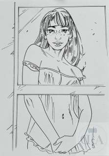 Jim/Une Nuit À Rome. Dessin Orignal Illustrant Marie À La Fenêtre. Encre de Chine Signée. Tbe+. Format A4 |  | Dagoty