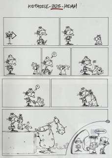 Midam / Kidpaddle. Planche Originale Du Gag N°325 Publié Dans Le Journal Spirou Et Dans L’album T9. Encre de Chine Et Mine de Plomb Vers 2003. Rare. Tbe+. 30 X 40 Cm |  | Dagoty