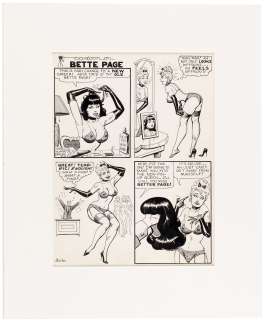 BETTY PAGE PRIVATE PEEKS CARTOON ORIGINAL ART BY ERIC STANTON. | Hake’s