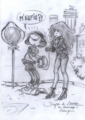 Dragan de Lazare - Illustration originale Rubine hommage à Gaston | Galerie des bulles