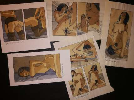 Alessandra, Joël - 5 Dessins originaux en couleur - Escales en Femmes Inconnues (2014) | Catawiki