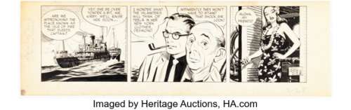 John Prentice - Rip Kirby Daily Comic Strip Original Art dated 2-28-58 (King Features Syndicat...