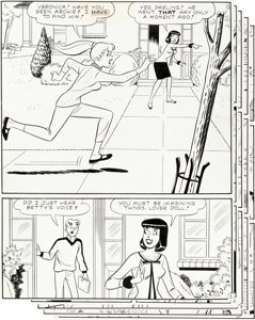 Dan Decarlo And Rudy Lapick | Archie’s Girls Betty and Veronica #124 5-Page Complete Story "Contact Sport" Original ... (Total: 5 Original Art) | Heritage