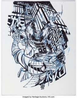 Marvel Artist - Eric Canete - Wolverine vs. Silver Samurai Illustration Original Art (2008)....