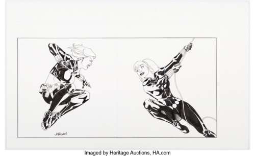 Johnson, Dave - Dave Johnson Marvel VS. System MMK-022 and MMK-029 Black Widow Trading Card Illustrations Original Art (Upper Deck...