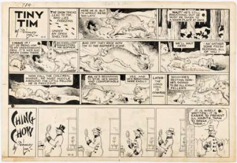 Link, Stanley - Stanley Link Tiny Tim and Ching Chow Paired Sunday Comic Strips Original Art dated 12-2-45 (Chicago Tr...