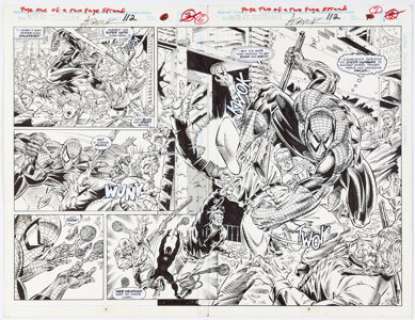 Saviuk, Alex | Alex Saviuk, Stephen Baskerville, and Al Milgrom Web of Spider-Man #112 Double Page Spread 6-7 Original Art (Marve... | Heritage