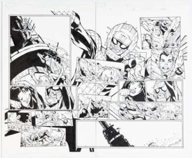 Humberto Ramos, Victor Olazaba, and Karl Kesel - The Amazing Spider-Man #672 Double Page Spread 19-20 Original Art (... (Total: 2 Original Art)