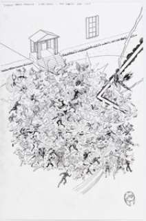 Scott Koblish Marvel Super Heroes Magazine X-Men Crowd Illustration Original Art (Panini, 2012).