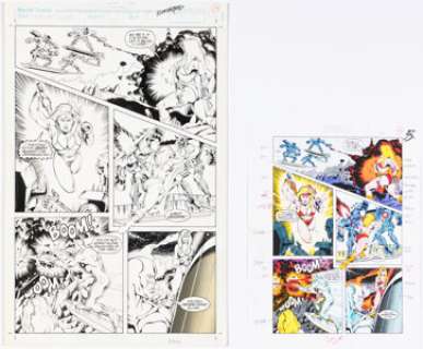 Nelson DeCastro Marvel Collector‘s Edition: Charleston Chew Giveaway Silver Surfer Story Page 5 Original Art and Color Guide (Marvel, 1992).