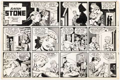 Richard Martin "Dick" Fletcher Surgeon Stone Sunday Comic Strip Original Art dated 2-13-49 (Chicago Tribune, 1949). | Heritage