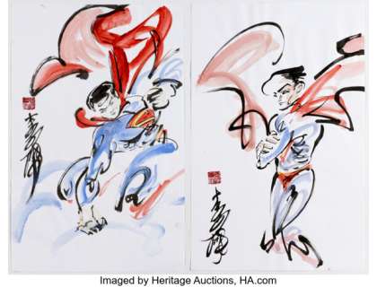 Andy Lee - Superman Illustrations Original Art Group of 2 (undated). (Total: 2 Original Art)