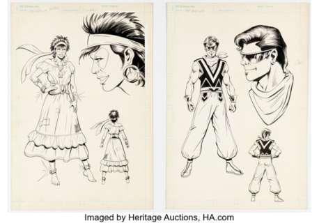 Chuck Patton - Gypsy and Vibe Character Concept Illustrations Original Art (DC, c. 1980s). (Total: 2 Original Art) | Heritage