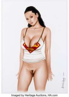 Alex Miranda - Woman in Superman Shirt Pin-Up Original Art (2013).
