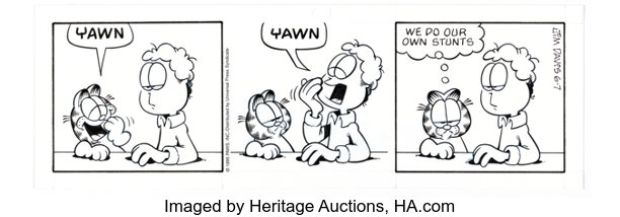 Jim Davis Garfield Daily Comic Strip Original Art dated 6-7-95 (PAWS/Universal Press Syndicate, 1995). | Heritage