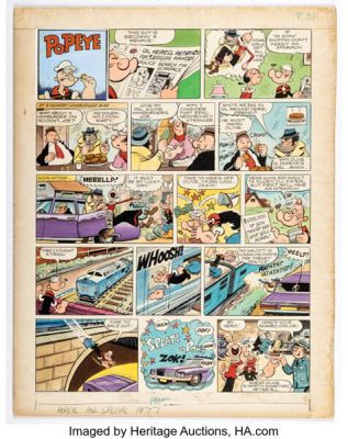 Bill Mevin Popeye Holiday Special 1977 Complete 1-Page Story Original Art (Polystyle Publications, 1977).