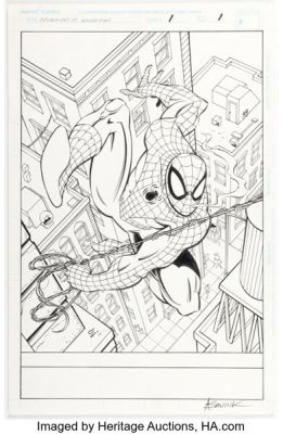 Alex Saviuk and Rob Stull The Adventures of Spider-Man #1 Splash Page 1 Original Art (Marvel, 1996). | Heritage