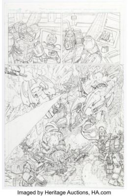 Dan Khanna The Transformers Spotlight: Doubledealer Story Page 14 Pencils Original Art (IDW, 2008).