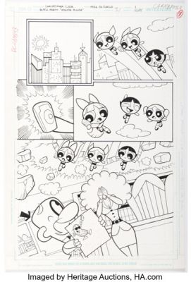 Christopher Cook and Mike DeCarlo Cartoon Network Block Party #31 Powerpuff Girls Story Page 1 Original Art (DC, 2007).
