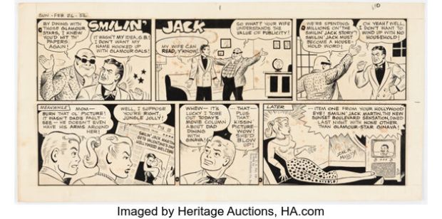 Zack Mosley Smilin’ Jack Sunday Comic Strip Original Art dated 2-26-56 (News Syndicate, 1956). | Heritage