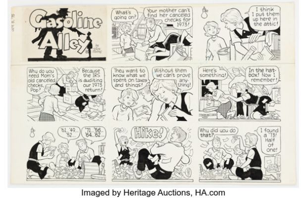 Dick Moores Gasoline Alley Sunday Comic Strip Original Art dated 10-5-75 (Chicago Tribune, 1975). | Heritage