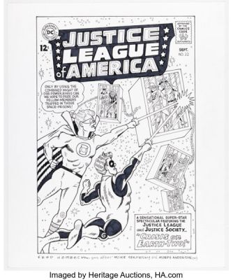 Fred Hembeck Justice League of America #22 Cover Re-Interpretation Original Art (2003).