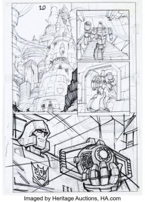 Guido Guidi The Transformers: All Hail Megatron #5 Story Page 20 and Preliminary Original Art (IDW, 2008). (Total: 2 Original Art) | Heritage