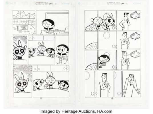 Christopher Cook and Mike DeCarlo The Powerpuff Girls #21 Story Pages 11 and 14 Original Art (DC, 2002). (Total: 2 Original Art)