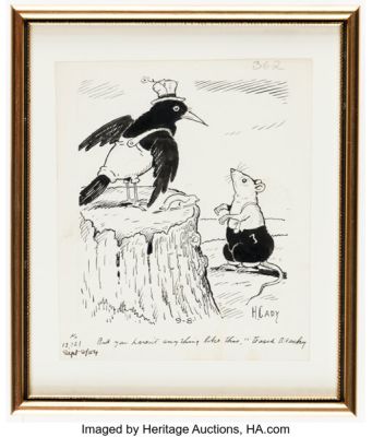 Harrison Cady Burgess Bedtime Story #13321 Peter Rabbit Daily Column Illustration Original Art dated 9-8-54 (New York Herald Tribune, 1954).