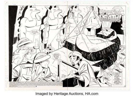 Mike Parobeck and Mike Machlan Justice Society of America #8 Double Splash Pages 2-3 Original Art (DC, 1993). (Total: 2 Original Art)