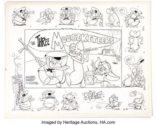Sheldon Mayer - The Three Mouseketeers Illustration Original Art (DC, c. 1970s). | Heritage