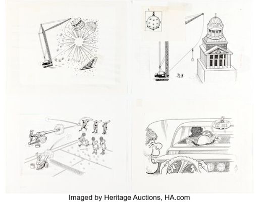 Al Jaffee MAD #307 "Recycling Obsolete Military Equipment" Illustration and Preliminary Original Art Group of 21 (EC, 1991). (Total: 21 Original Art) | Heritage
