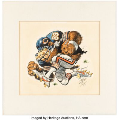 Jack Davis - Chicago Bears NFL Football Illustration Original Art (Hot Shots, c. 1988-1992). | Heritage