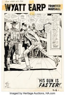Dick Ayers Gunsmoke Western #57 "His Gun is Faster!" Wyatt Earp Complete 5-Page Story Original Art (Marvel, 1960). (Total: 5 Original Art) | Heritage